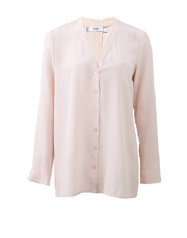 V-Neck Button Blouse