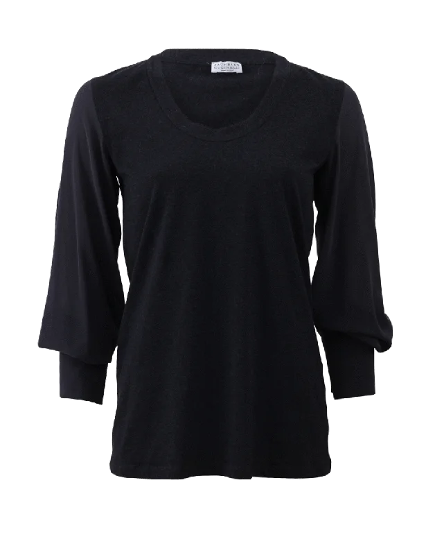 Tee With Silk Sleeves