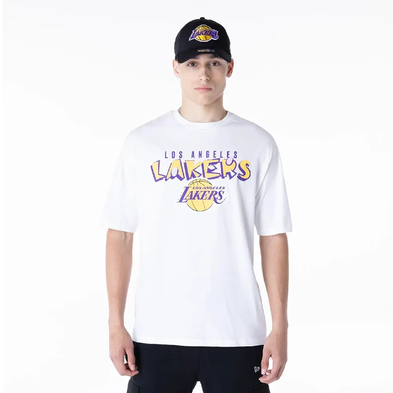 LA Lakers NBA Graphic White Oversized T-Shirt