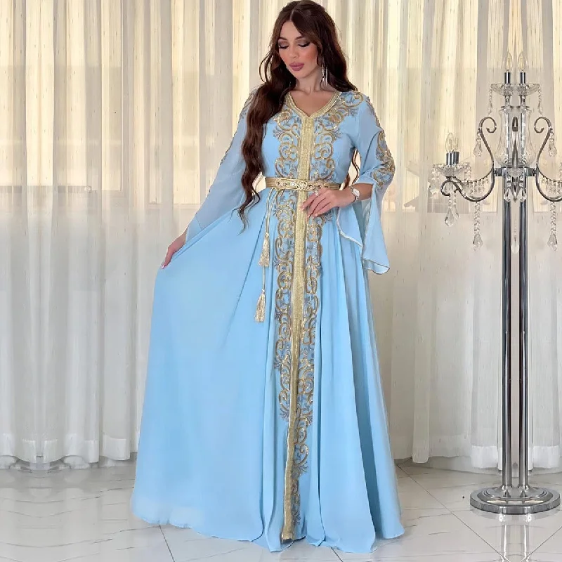 3737 Guerbang Arab Dubai Foreign Trade Embroidery Applique Dress