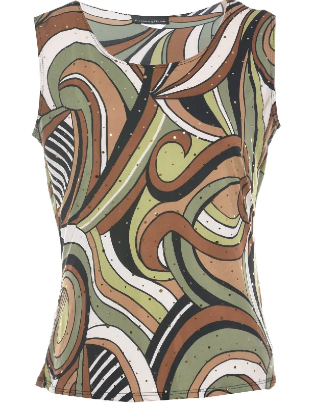 Abstract Print Y2K Evening Top - M