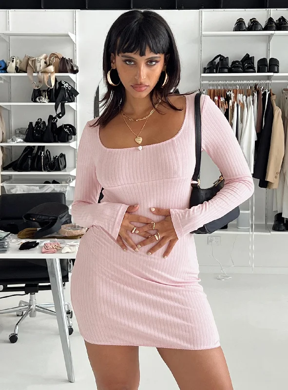 Millard Long Sleeve Mini Dress Pink