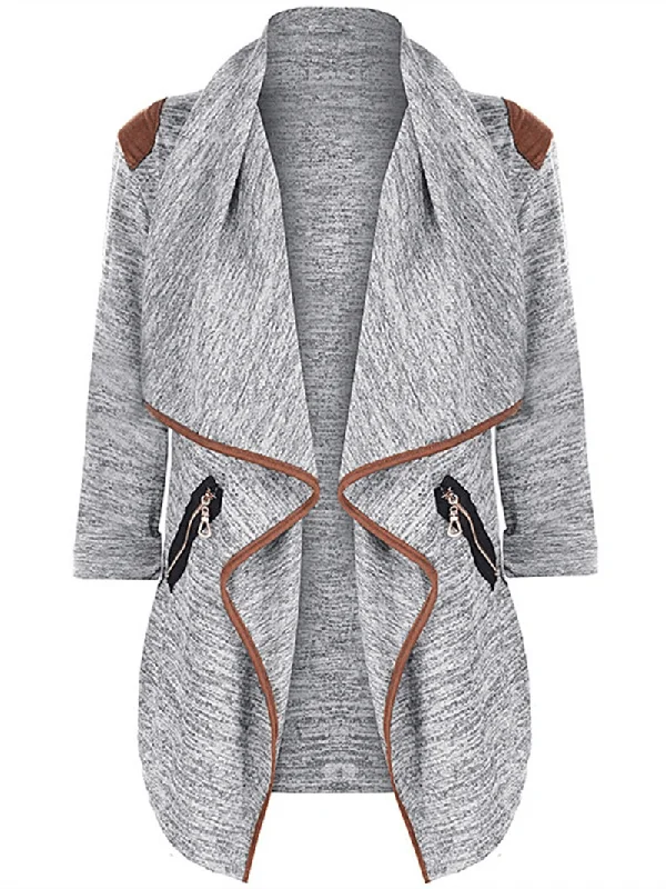 Casual Women Zipper Pocket Long Sleeve Cardigans