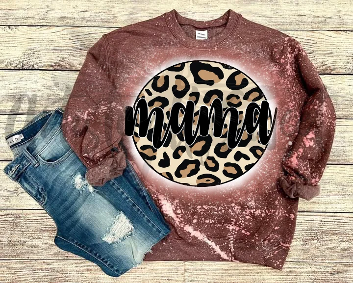 Round Leopard Mama Bleached Mauve Sweatshirt