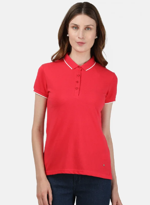 Womens Red Plain T-Shirt