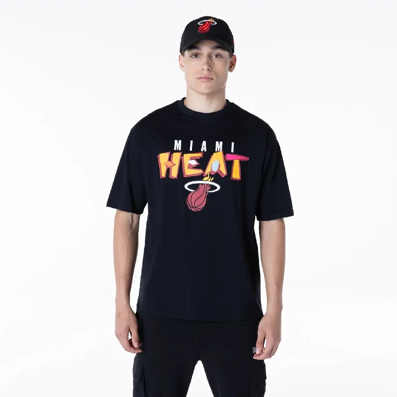 Miami Heat NBA Graphic Black Oversized T-Shirt