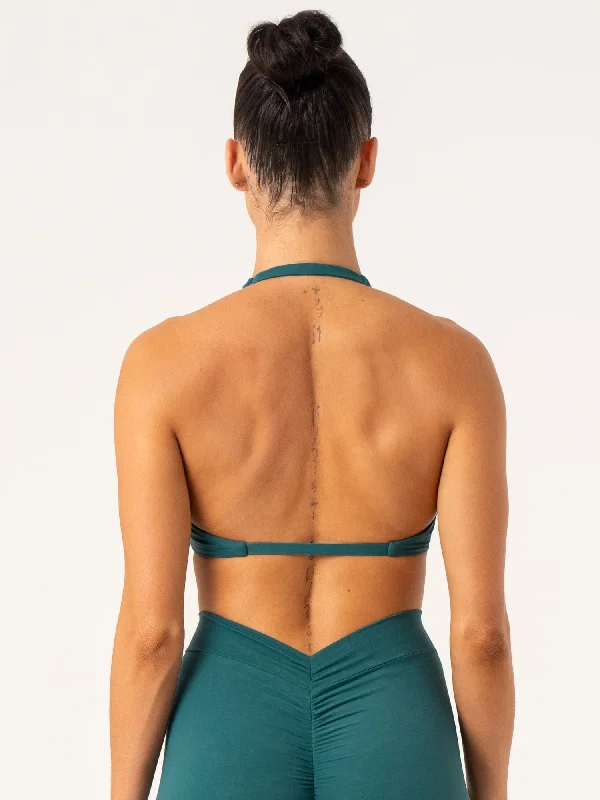 NKD Stonewash Halter Sports Bra - Emerald Stonewash