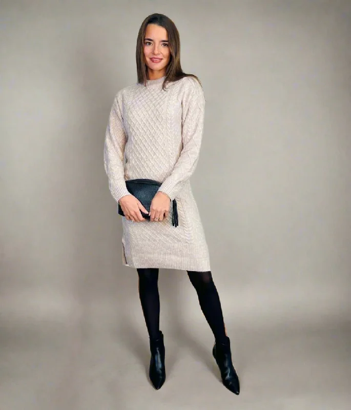 Natural Cable Knit Jumper Dress