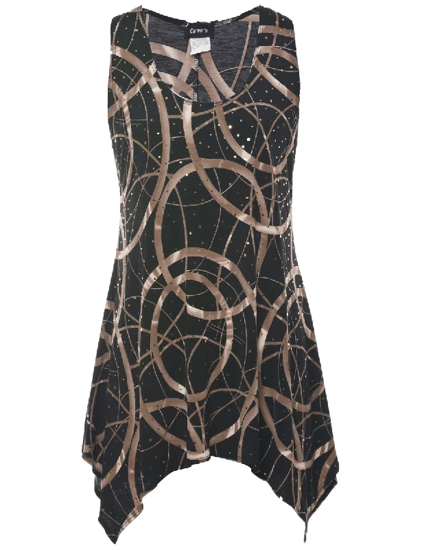 Abstract Print Evening Top - S