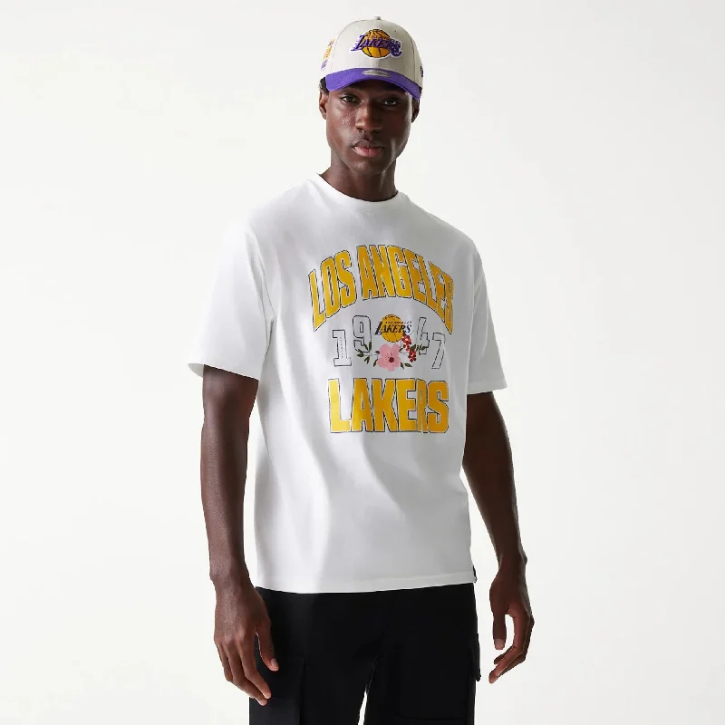 LA Lakers NBA Distressed White Oversized T-Shirt