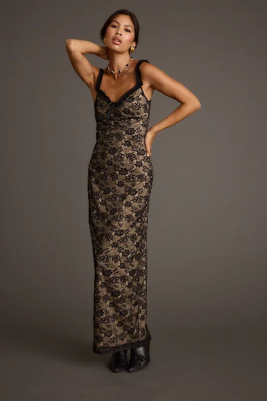 Temptation Black Lace Maxi Dress