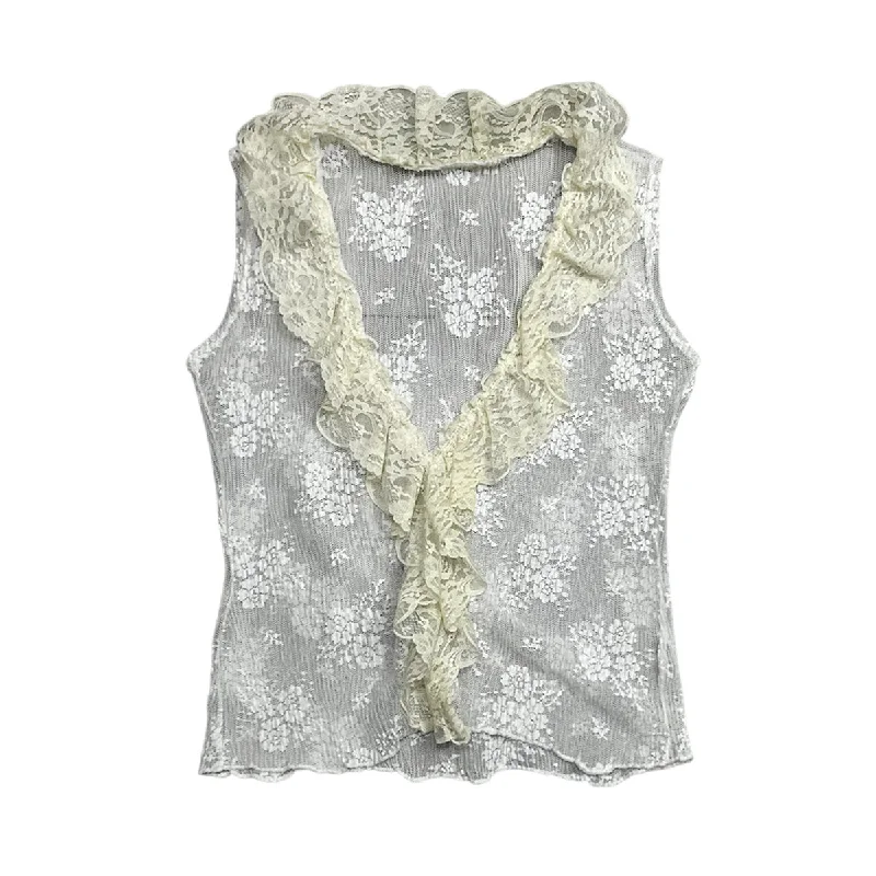 Sheer Lace Ruffle Vest