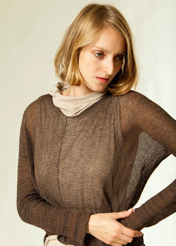 Oversize sheer shirt - Brown Soy