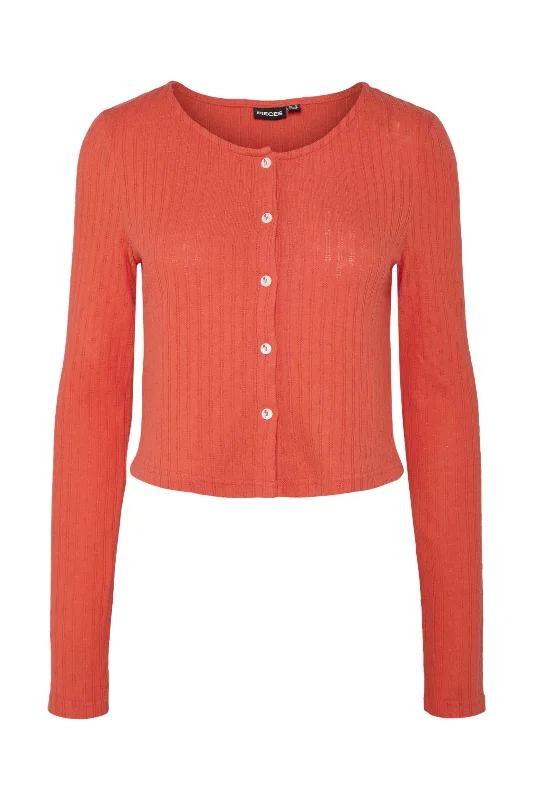 Pieces - Pcsourtney Ls Cardigan - 4695581 Grenadine