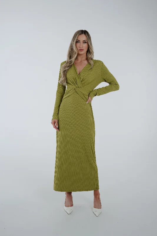 Willow Twist Front Maxi Dress In Green