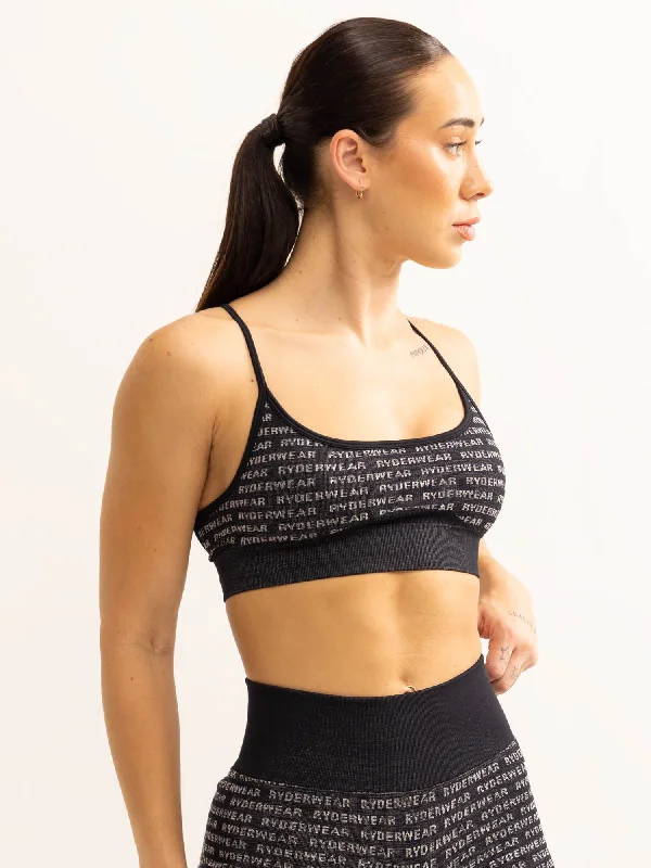 Logo Lux Seamless Sports Bra - Black