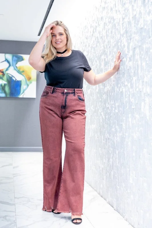 Plus Size - High Rise Flared Leg Jeans