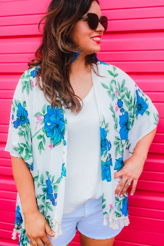 Vibrant Vacation Tropical Print Kimono