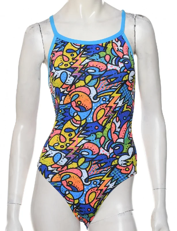 Abstract Print One-piece Swimsuit - S