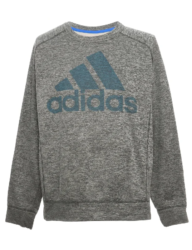 Adidas Dark Grey Printed Sweatshirt - M