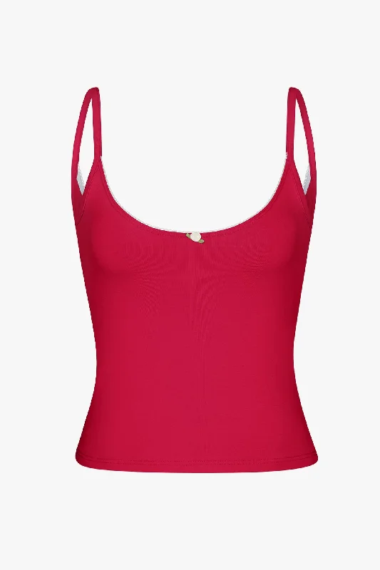 SCOOP BACK CAMI IN CHERRY