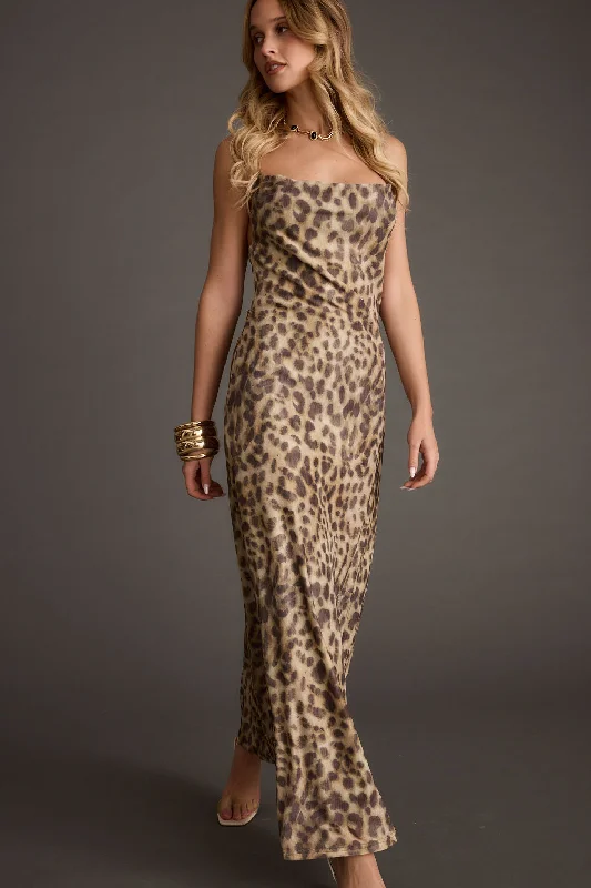 Wild Thing Leopard Print Mesh Maxi Dress