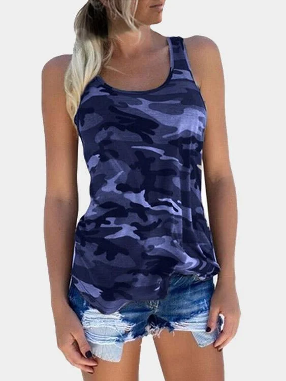 OEM ODM Round Neck Camouflage Sleeveless Purple Tank Top