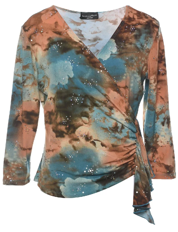 Abstract Print Y2K Evening Top - L