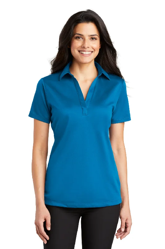 Port Authority Womens Silk Touch Performance Moisture Wicking Short Sleeve Polo Shirt - Brilliant Blue