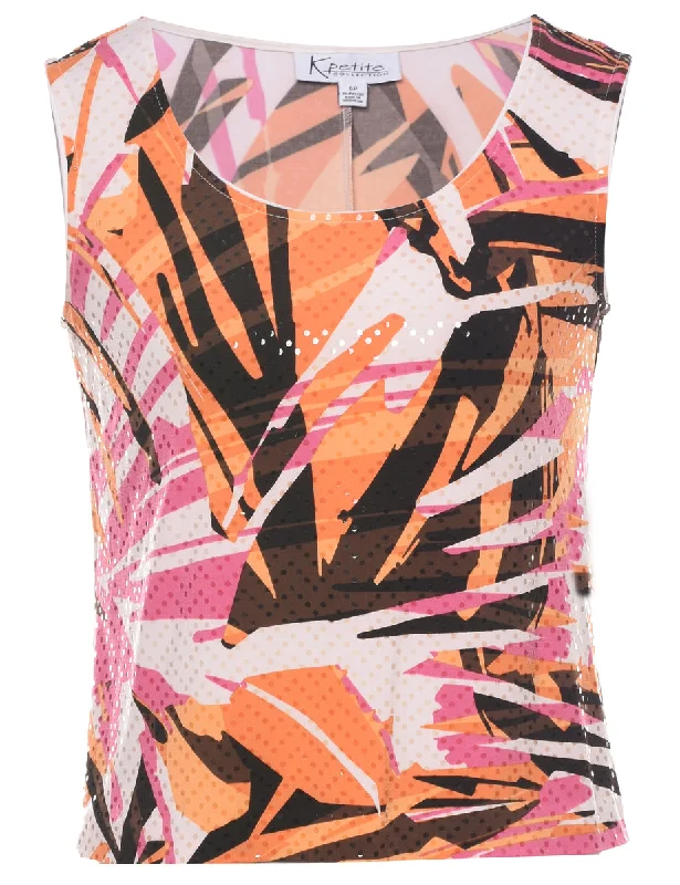 Abstract Print Evening Top - S