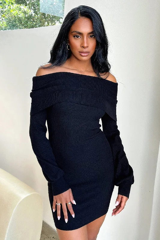 Corbin Knitted Dress - Black