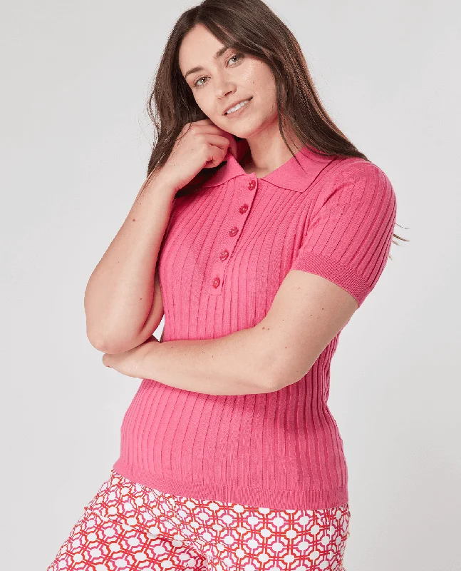 SIZE L - SWING OUT SISTER Abigail Knitted Polo Lush Pink