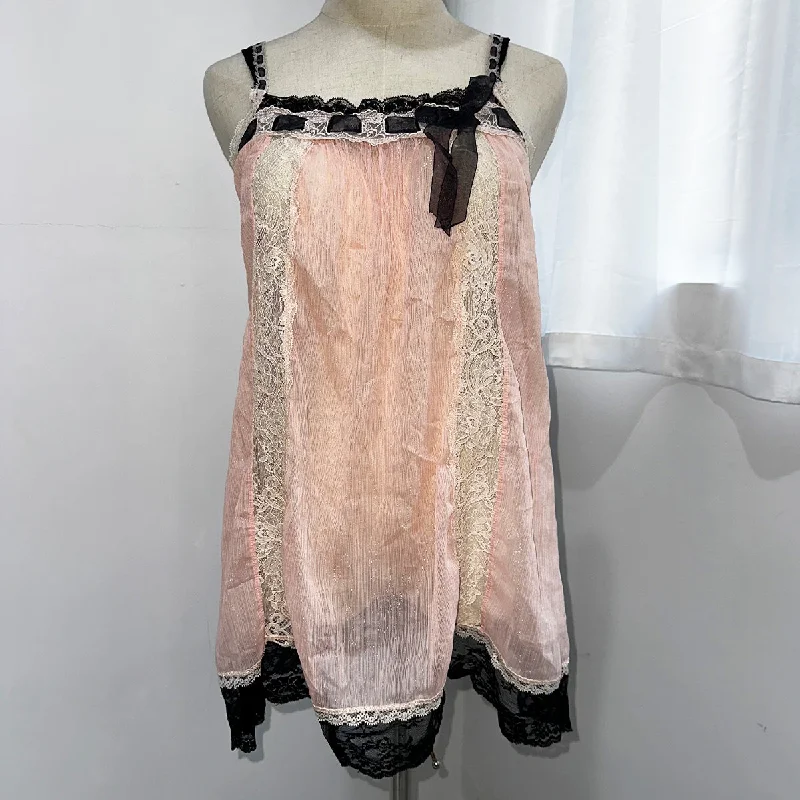 Lace Trim Shimmering Sheer Camisole