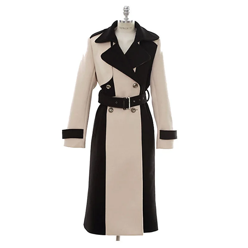 Women's Ladies Fashion Temperament Mid-length Woolen Coat