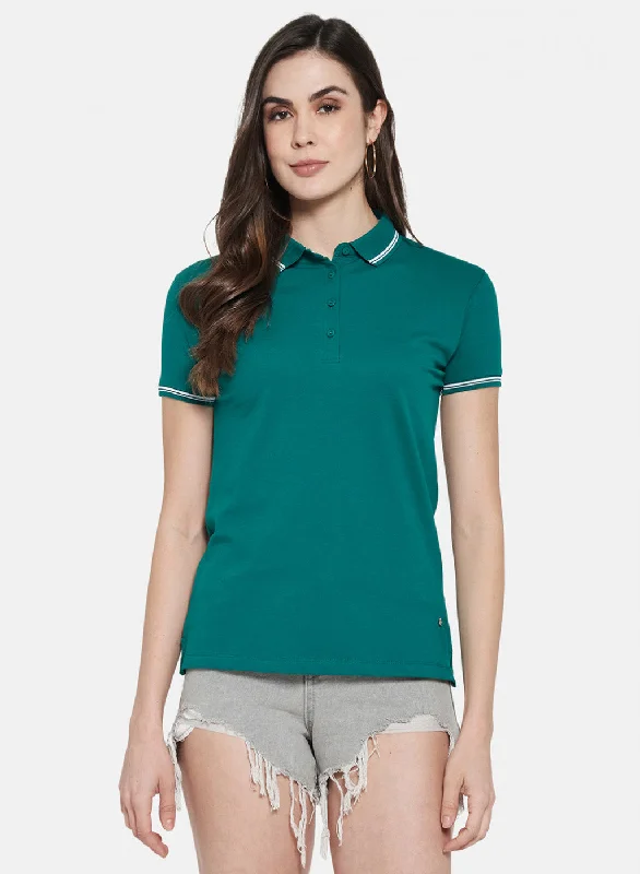 Womens Blue Plain T-Shirt