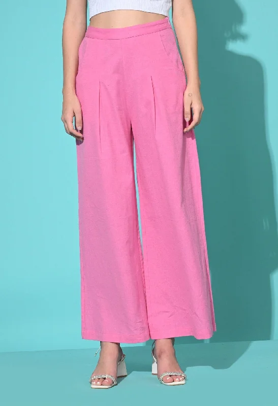 Cotton Wide Leg Trouser Pant for Women