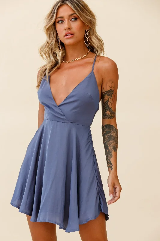 Secret Place Strappy Tie Back Party Dress Midnight Blue