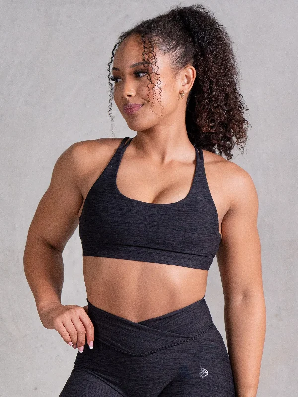 Icon Scoop Neck Sports Bra - Black Marl