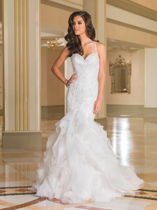 *NEW* Justin Alexander Beaded T-Bar Back with V Neckline and Ruffle Tulle Skirt - #8868