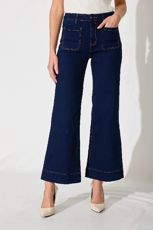 Juan High Rise Wide Leg Jean In Dark Indigo Denim