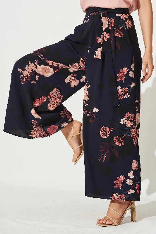 High Hopes Pants In Navy With Pink And Blush Floral